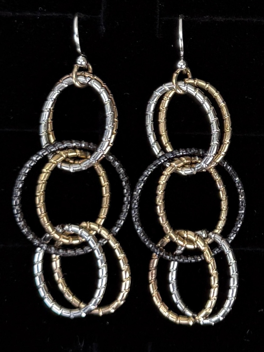 Silvertone Goldtone Black Lightweight Pierced Earrings